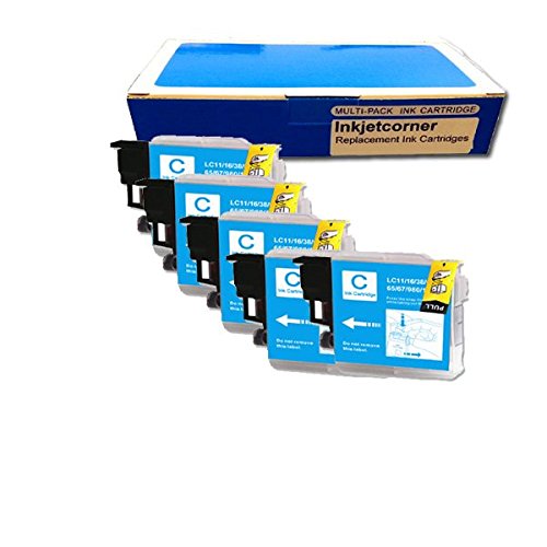 Inkjetcorner 5 Pack Cyan Replacement Ink Cartridge for Brother LC-61 LC61C MFC-295CN MFC-490CW MFC-495CW MFC-5490CN MFC-5890CN MFC-6490CW MFC-J265w MFC-J410w MFC-J415w MFC-J615W MFC-J630W