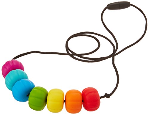 Stimtastic Chewable Silicone Chunky Bead Necklace Nontoxic BPA and Phthalate, Rainbow