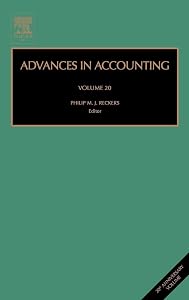 Advances in Accounting (Volume 20) by Philip M J Reckers