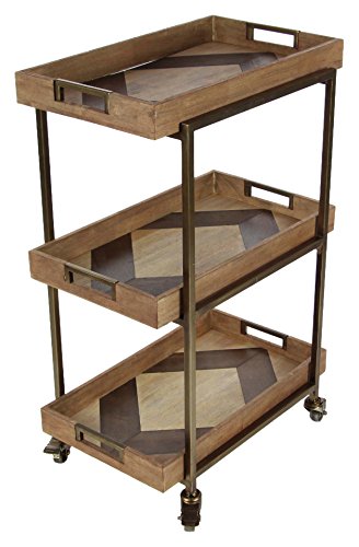 Algopix Similar Product 13 - Benzara Royal Brown Metal Wood 3 Tier