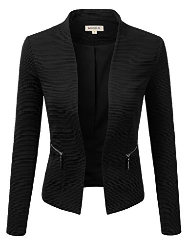 Doublju Womens Classic Open Front Blazer Jacket