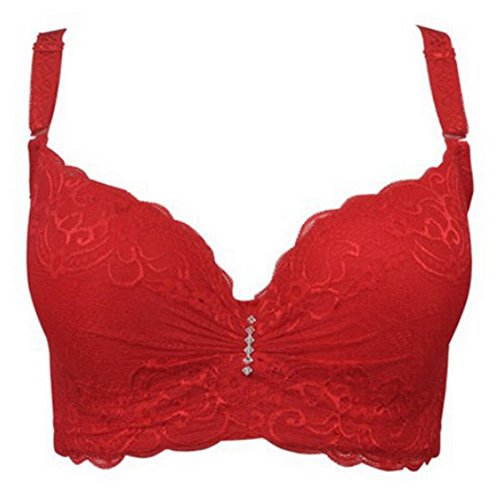 PanDaDa Womens Thick Cup Push up Bra Deep V Massage Concentrated Adjustable Bra