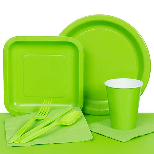 Algopix Similar Product 6 - Lime Paper Party Tableware Set Party