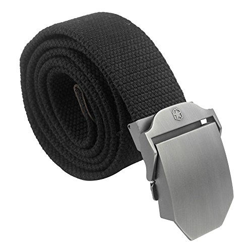 Kobwa(TM) Men's Military Style Slider Buckle Belt Canvas Belt with Keyring