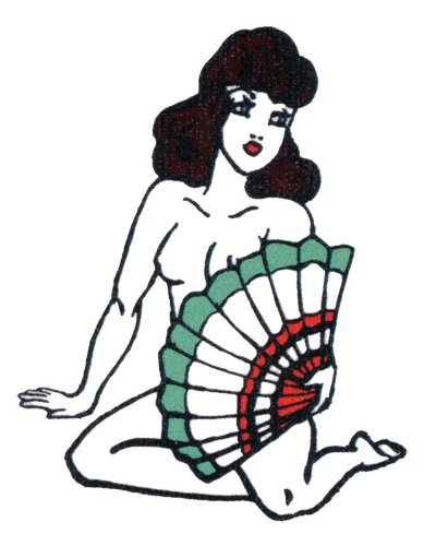 Girl with Fan: (Full Size) Temporaray Tattoo