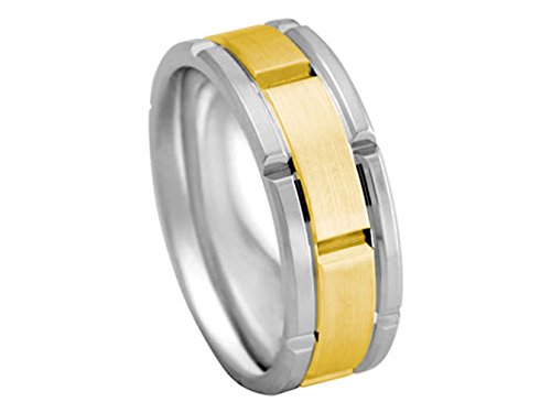 

Men's 2TONE 18K WHITE YELLOW GOLD ROLEX INSPIRED 8mm COMFORT FIT WEDDING BAND