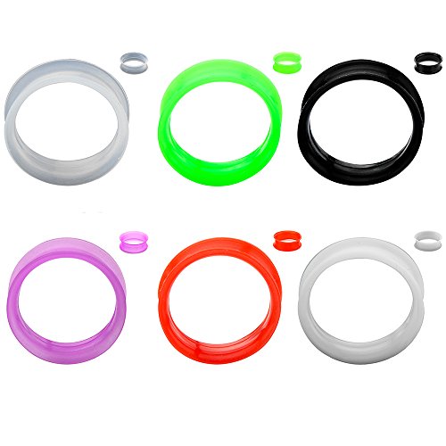 Super Thin Walled Silicone Double Flared Tunnels - Sold As a Pair - 6 Sizes to Choose From