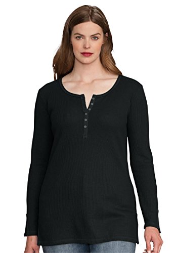 Roamans Women's Plus Size Thermal Henley Tunic