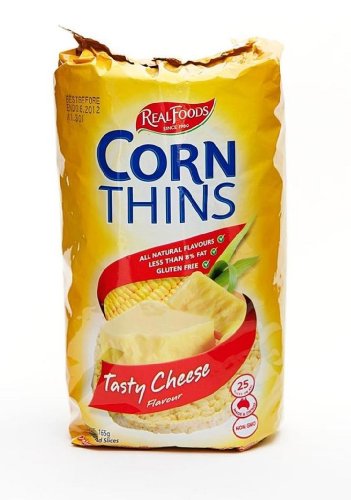 Real Foods Corn Thins, Tasty Cheese, 4.4 Ounce (Pack of 6)