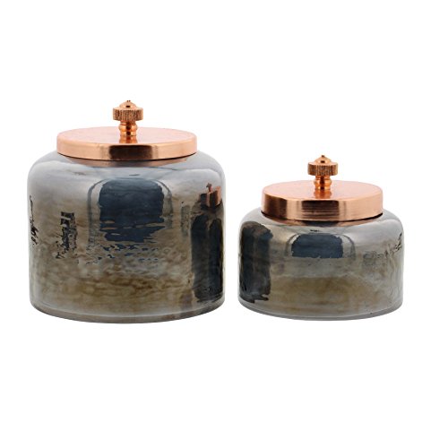 Algopix Similar Product 1 - Benzara Metallic Glossy Gray Glass Jar
