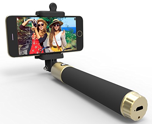 PerfectDay Foldable QuickSnap Self-portrait Monopod Extendable Bluetooth Selfie Stick with built-in Remote Shutter w/ Adjustable Phone Holder for iPhone 6s, iPhone 6 Plus 5 5s 5c, Android