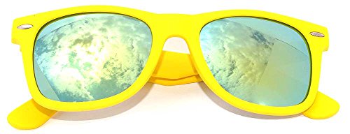 Classic Vintage Wayfarer Full Mirror Lens Sunglasses Colored Frame Matte Retro