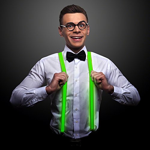 Green LED Light Up Suspenders