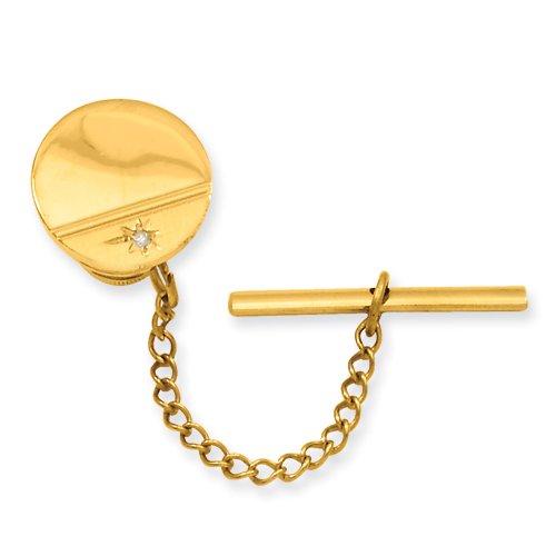 

Gold-plated.01 Ct. Diamond Polished Florentined Tie Tack