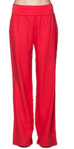 Lydia Co Women's Comfy Waist Fold Over Wide Leg Colorful Linen Pants