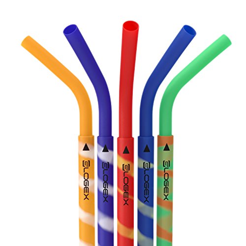 Reusable Drinking Straws (Set of 5), Food Grade Silicone.
