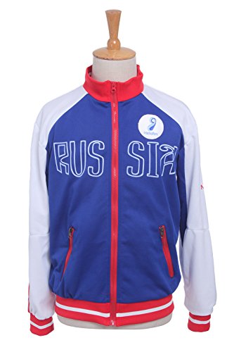 ROLECOS Mens Yuri Plisetsk School Uniform Cosplay Costumes Sports jacket Coat Blue L