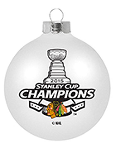 Chicago Blackhawks 2015 Stanley Cup Champions Small White Ball Ornament