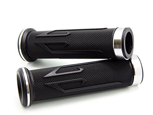 

ALUMINUM MOTORCYCLE 7/8" 22MM HANDLEBAR GEL RUBBER HAND GRIPS SILVER FOR 1980 Honda Hawk 400 CB400T