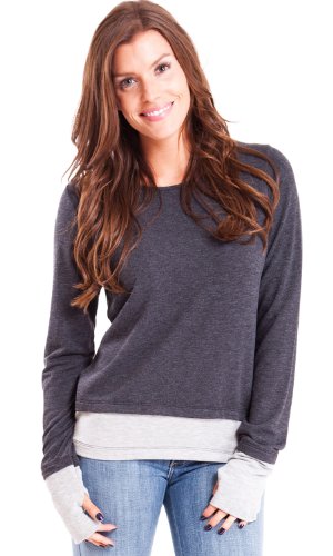 Clothes Effect Women's Hem & Thumb Hole Sleeves Top