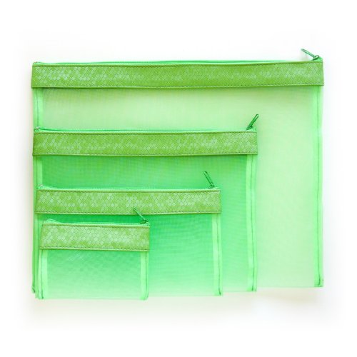 Multi Purpose 4 Piece Mesh Bag Set for Travel, Office Supplies, Cosmetic, Paper, Bill and Credit Card Bag