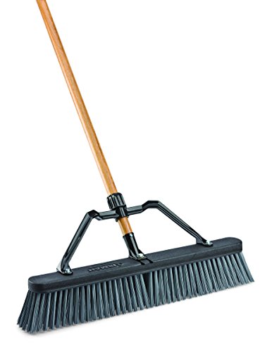 

Libman Commercial 829G Rough Surface Industrial Push Broom with Brace, 65" Length, 24" Width, Black/Grey/Wood (Pack of 4)