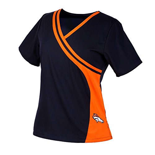 Denver Broncos Women's Two Tone Mock Wrap Scrub Top
