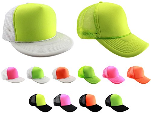 Enimay Neon Colored Black Light Trucker Style Foam Hats Pool Party Rave Summer
