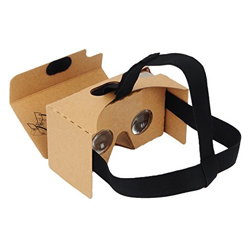 CreateGreat 3D Virtual Reality Cardboard Complete Kit V2.0 for Google Cardboard with Head Strap, Compatible with Android & Apple, Easy Setup. Fit for 3-6inch Screen (Natural)