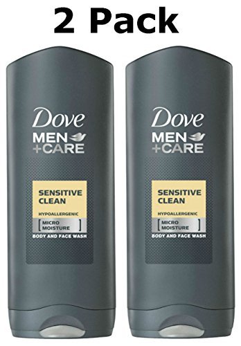 Dove Men + Care Body and Face Wash, Sensitive Skin, 18 Ounce (Pack of 2)