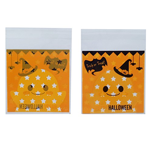 Yunko 100pcs Happy Halloween Ghost Star Cookie Packaging Self-adhesive Plastic Bags for Biscuits Package Cz007