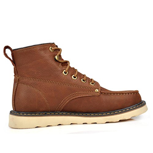 

Sunrolan Men's Lace-up Leather Military Combat Boots Casual Work Boots Xr3153