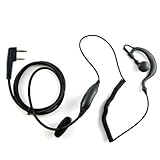 G Shape Earpiece Headset PPT for 2 PIN Kenwood Baofeng PUXING QUANSHENG WEIERWEI WOUXUN Radio PX-777 PX-777 PLUS PX-666 PX-3288 PX-888 TG-K4AT TG-2AT TG-45AT TG-42AT TG-22AT TG-25AT VEV-3288S VEV-6288 VEV-3288 etc.