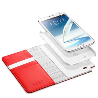 【国内正規品】Galaxy+note+2+ケース+ギャラクシーノート2+SPIGEN+SGP+Leather+Wallet+Case+Snap+レザーウォレットケース+スナップ+(スカーレット・レッド)