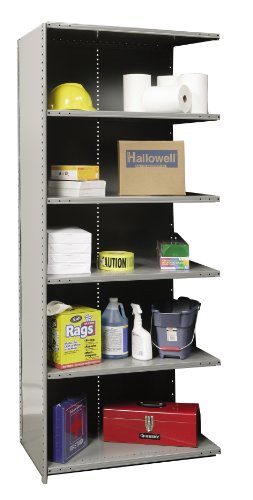 

Hallowell A7521-18HG Extra Heavy-Duty Closed Hi-Tech Shelving Add-On Unit with 6 Shelves, Hallowell Gray Steel, 36" Width, 87" Height, 18" Depth, 1200 lbs Shelf Capacity, Knock Down