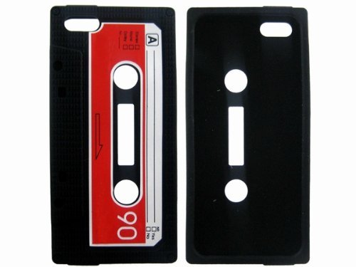 Classic Cassette Tape Soft Silicone Case Cover Skin for iPhone® 5 Black