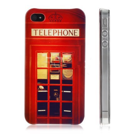 niceEshop(TM) Red Retro London Telephone Booth Pattern Snap On Hard Back Case Cover for iPhone4 4G 4S +Screen Protector