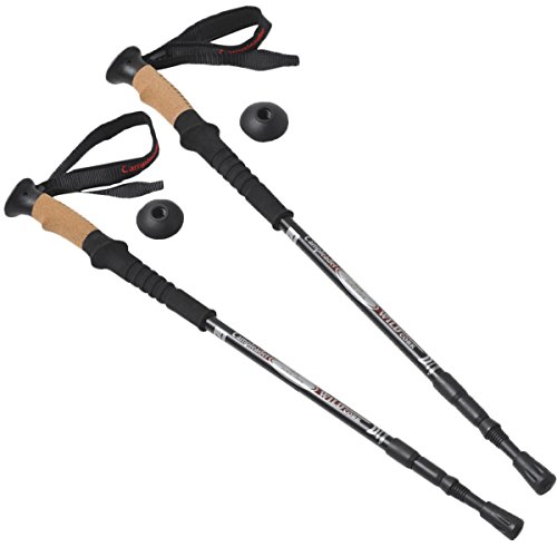 WILDER トレッキングポール 高強度 超軽量 アルミ製 トレッキングステッキ 登山杖 アンチショック機能 キャリーバッグ付（ブラック）