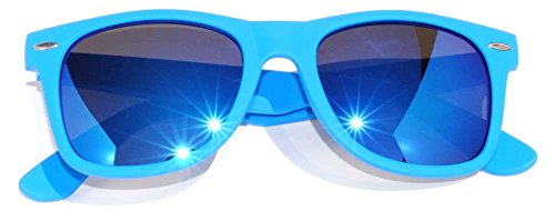 Retro 80's Vintage Wayfarer Colorful Mirror Lens Sunglasses Colored Frame Matte