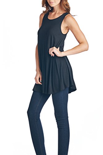 82 Days Women'S Rayon Span Super Comfy Tank-Top Tunic - Solid