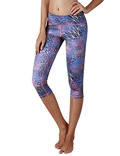 Yoga Reflex Women's Yoga Capris Printed Fitness Yoga Capri Hidden Pocket(XS-2XL)