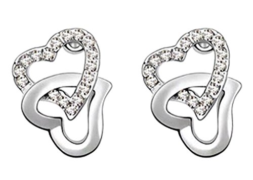 Mikiy Women's Alloy Heart Created Diamond Crystal Earring Studs