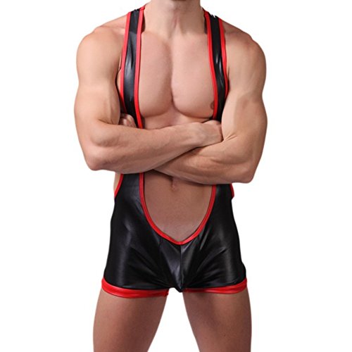 TIAOBU US Mens Mankini Bodysuit Wrestling Jockstrap Singlet