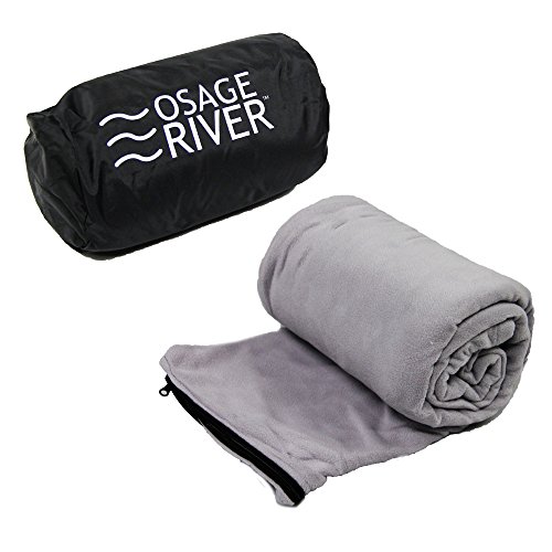 Osage River Microfiber Fleece Zippered Sleeping Bag Liner with Carry Storage Bag