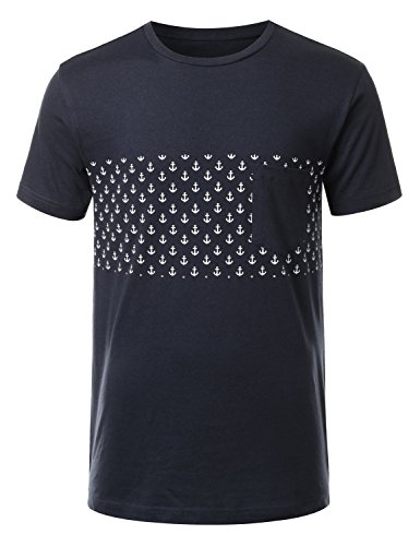 URBANCREWS Mens Hipster Hip Hop Graphic Print Pocket Crewneck T-shirt