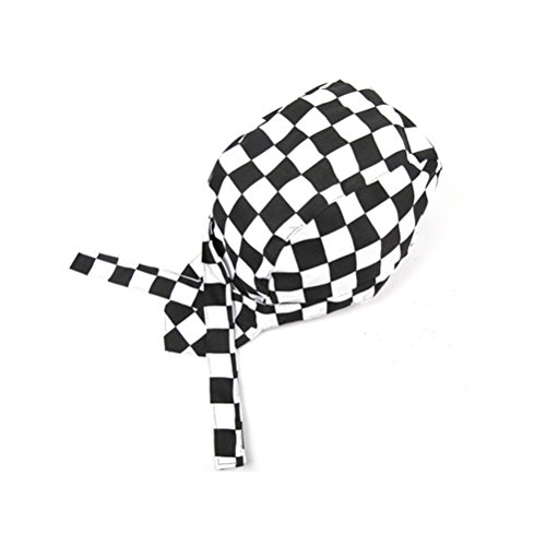 VORCOOL Chef Hat Chef Tie Back Cap Fashion Cap Turban Black with White