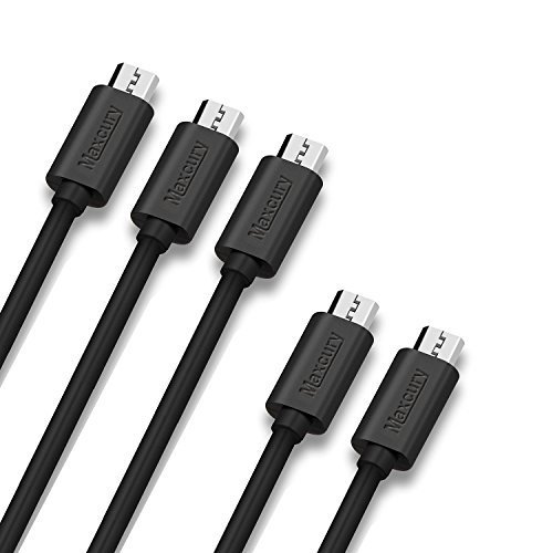 Maxcury [5-Pack] Premium Micro USB Cables in Assorted Lengths (3.3ft & 1ft) High Speed USB 2.0 Sync and Charge Cables for Samsung, Nexus, LG, Motorola, Android Smartphones and More (Black)