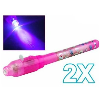 2 X UV invisible security Marker pen + Built in Ultra Violet LED Light-Pack of 2