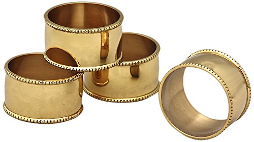 brass & silver traditions beaded napkin rings, brass
