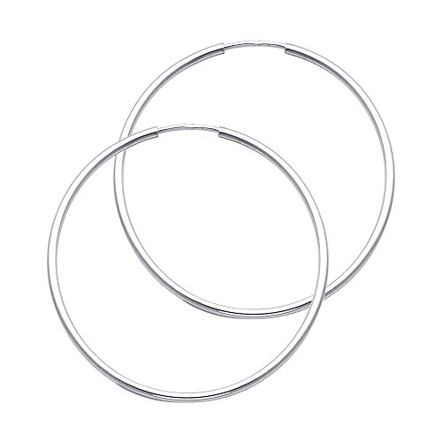 14k White Gold 1.5mm Thickness Endless Hoop Earrings - 8 Different Size Available